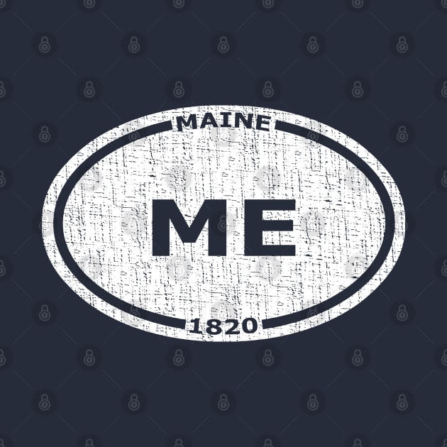 Retro Oval-style Maine 1820 T-Shirt Distressed Style by Webdango