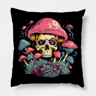 Mushroom Skull Nature Pillow