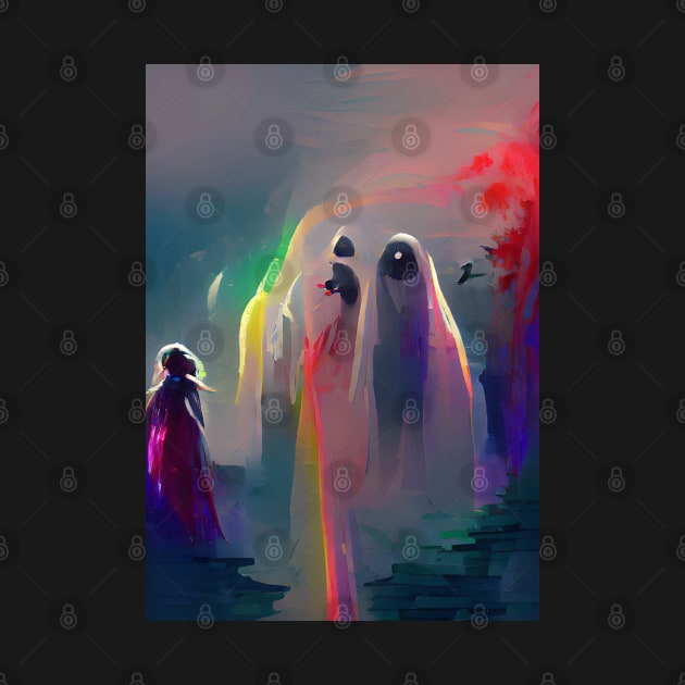 EYECATCHING RAINBOW GHOSTS ON HALLOWEEN by sailorsam1805