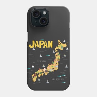 Japan Illustrated Map Phone Case