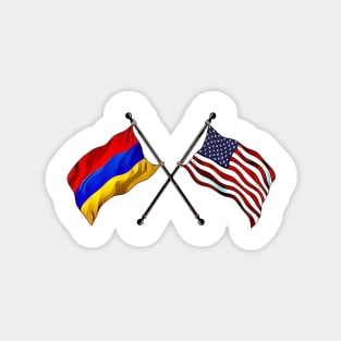 Armenian and USA Flags Magnet