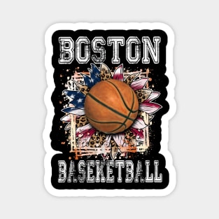 American Flag Personalized Boston Proud Name Basketball Magnet