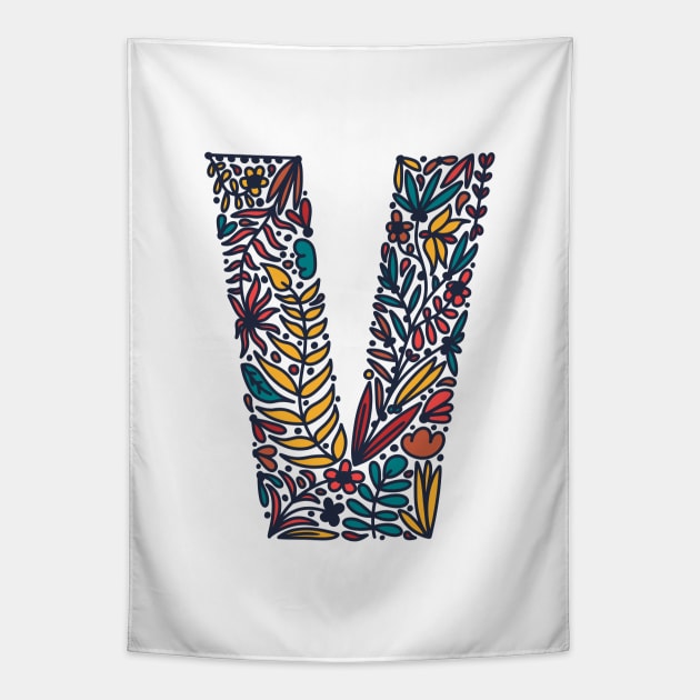 Tropical Letter V Tapestry by Cascade Patterns