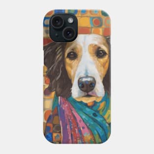 Gustav Klimt Style Dog with Colorful Scarf Phone Case