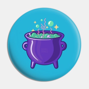 Witch's cauldron bubbling with magic on light colours Pin