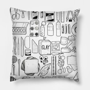 Art Supplies for Art Room Line Doodles Pillow