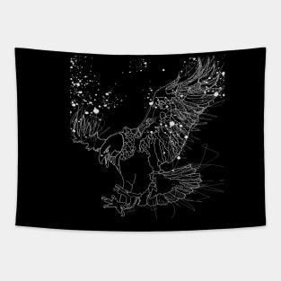 Lord of the Sky White Eagle Design Line Drawing Tapestry