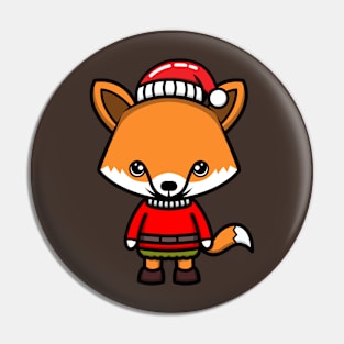 kawaii doodle cute fox christmas Pin