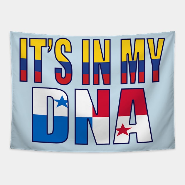 Colombian And Panamanian Mix Heritage DNA Flag Tapestry by Just Rep It!!