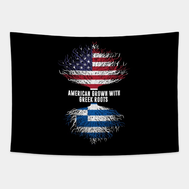 American Grown with Greek Roots USA Flag Tapestry by silvercoin