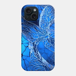 Silver Butterfly Wings Design On A Blue Cracked Wall Phone Case