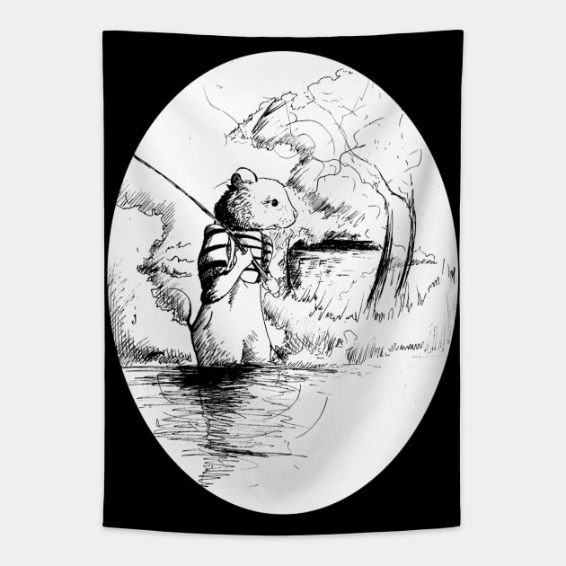 Ratty fishing 16/05/22 - Children's book inspired designs Tapestry by STearleArt