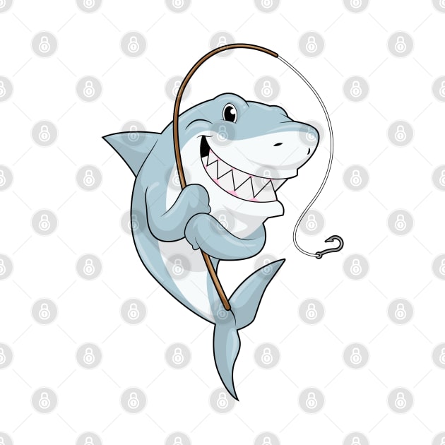 Shark as Fisher with Fishing rod by Markus Schnabel
