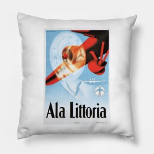 ALA LITTORIA ITALY Travel Advertisement Vintage Airline Pillow