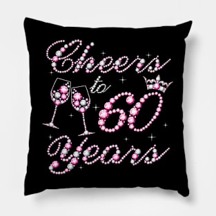 Cheers To 60 Years 1962 60th Birthday Queen Pink Diamond Pillow