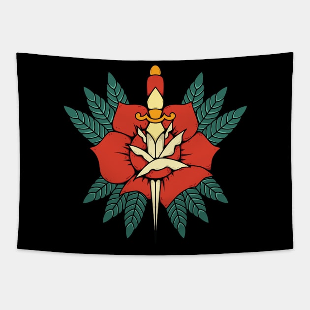 dagger rose tattoo Tapestry by dayouths