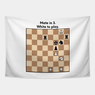 Chess puzzle sticker and magnet. Mate in 3. White to play. Tapestry