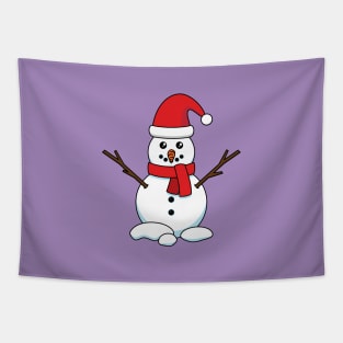 Snowman with Red Bonnet and Scarf Tapestry