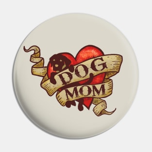 Vintage Heart Dog Mom Pin