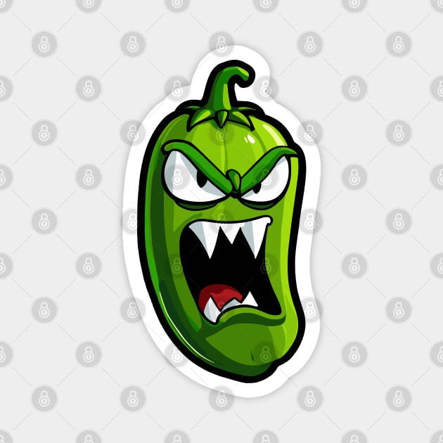 Angry Green Jalapeno Pepper Magnet by MonkaGraphics
