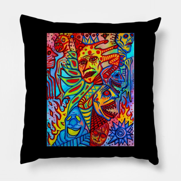 Monster Emotions Pillow by Willie Boland