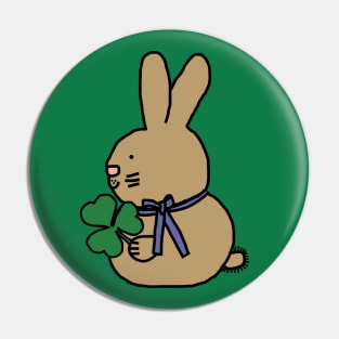 Saint Patricks Day Bunny Rabbit with Shamrock Pin