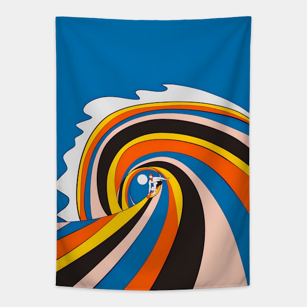 Surf the big wave Tapestry by Swadeillustrations