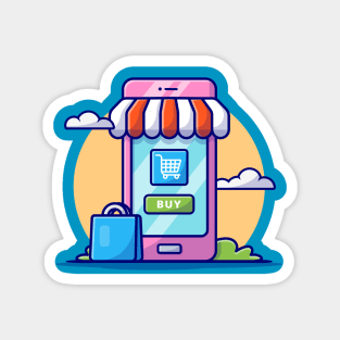 Online Shopping Cartoon Vector Icon Illustration Magnet