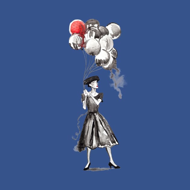 Audrey Hepburn Retro Balloons by beaugeste2280@yahoo.com