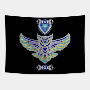 Owl Evil Eye Ornament Tapestry