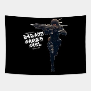 Cyberpunk Badass Gamer Sniper Girl Tapestry