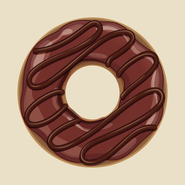 Simple Chocolate Covered Donut by InkyArt