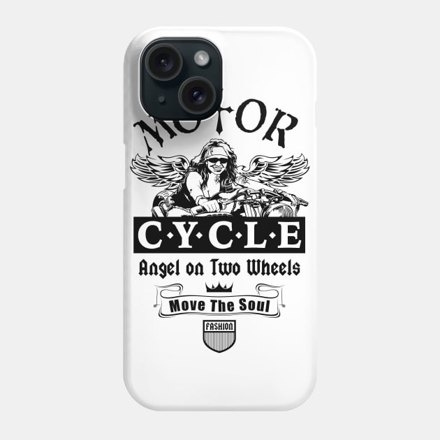 Biker T-shirt, Motor Cycle Angel on Two Wheels Phone Case by Ben Foumen