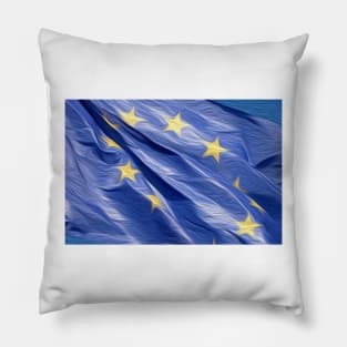 European Union flag oil paint effect Pillow