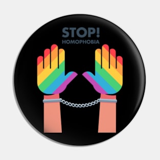 Stop Homophobia Tied Hands With Chain Lgbt Protest Pin