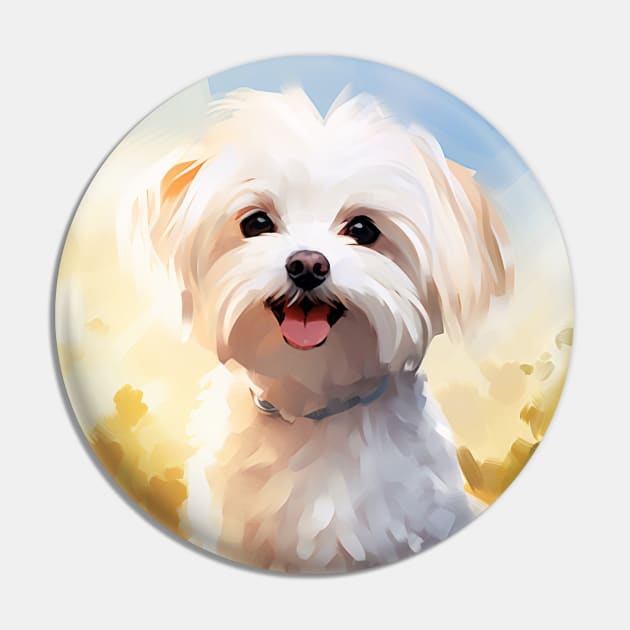 Adorable Maltese Dog on a Sunny Day Pin by designs4days