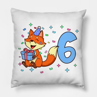 I am 6 with fox - boy birthday 6 years old Pillow
