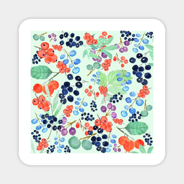 colorful berries watercolor collection Magnet by colorandcolor