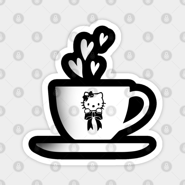 Funny kitty cat coffee cup, coffee lovers gift, coffee gift, coffee cozy, birthday, cafeteria’s stickers, fashion Design, restaurants and laptop stickers, lovely coffee cup with Kitty cat inside Magnet by PowerD