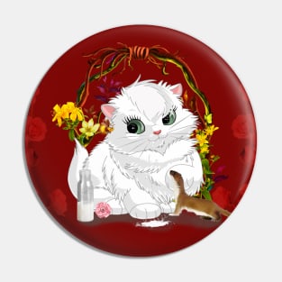 Sweet little cat with otter drinking milk Pin