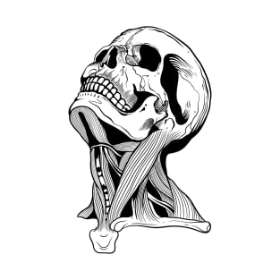 Breath of death, Anatomical Skull Line Drawing. T-Shirt