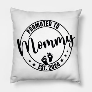 Promoted to Mommy Est. 2024 Baby Reveal to New Mom Pillow