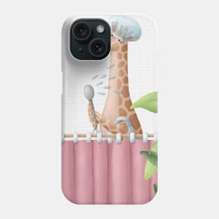 Giraffe taking shower. Phone Case