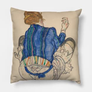 Egon Schiele - Exhibition Art Poster - Seated Woman, Back View Pillow