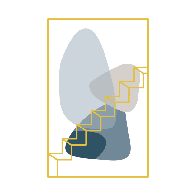 Golden Stairs Abstract Line Art by archemy