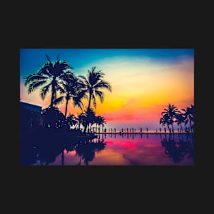 Tropical Ocean Beach Palm Trees Sunset T-Shirt