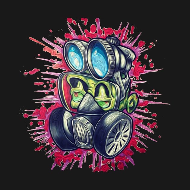 New School Style Zombie Gas Mask Color Effect Art by ckandrus