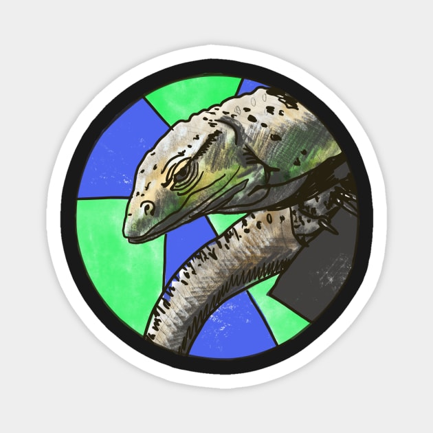 Monitor Lizard- Circle edit Magnet by shehitsback