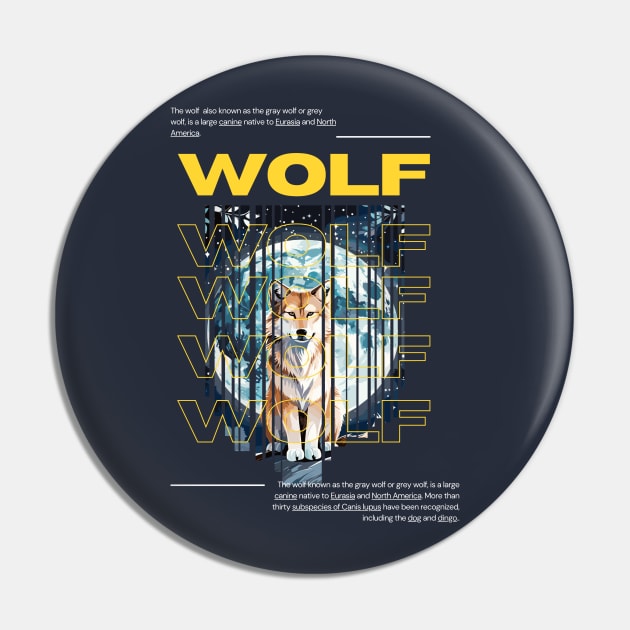 Fullmoon Wolf Lover Design Pin by Charlie Dion