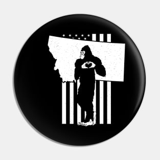 Montana Bigfoot American Flag Pin